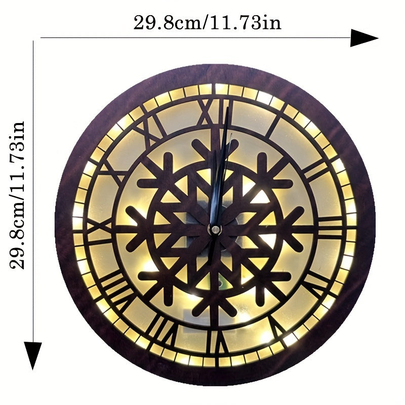 Retro Wooden LED Christmas Lamp Clock
