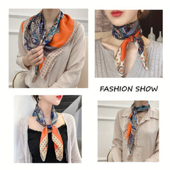 Silk Feeling Square Scarf Thin Breathable Neck Scarf Tie Dye Hairband