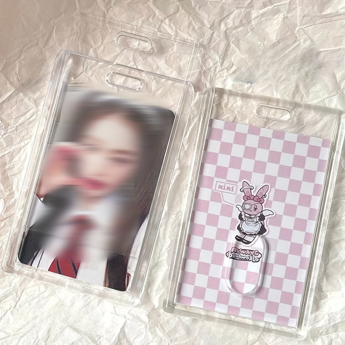 Transparent Acrylic Kpop Photocard Access Card Holder with Keychain