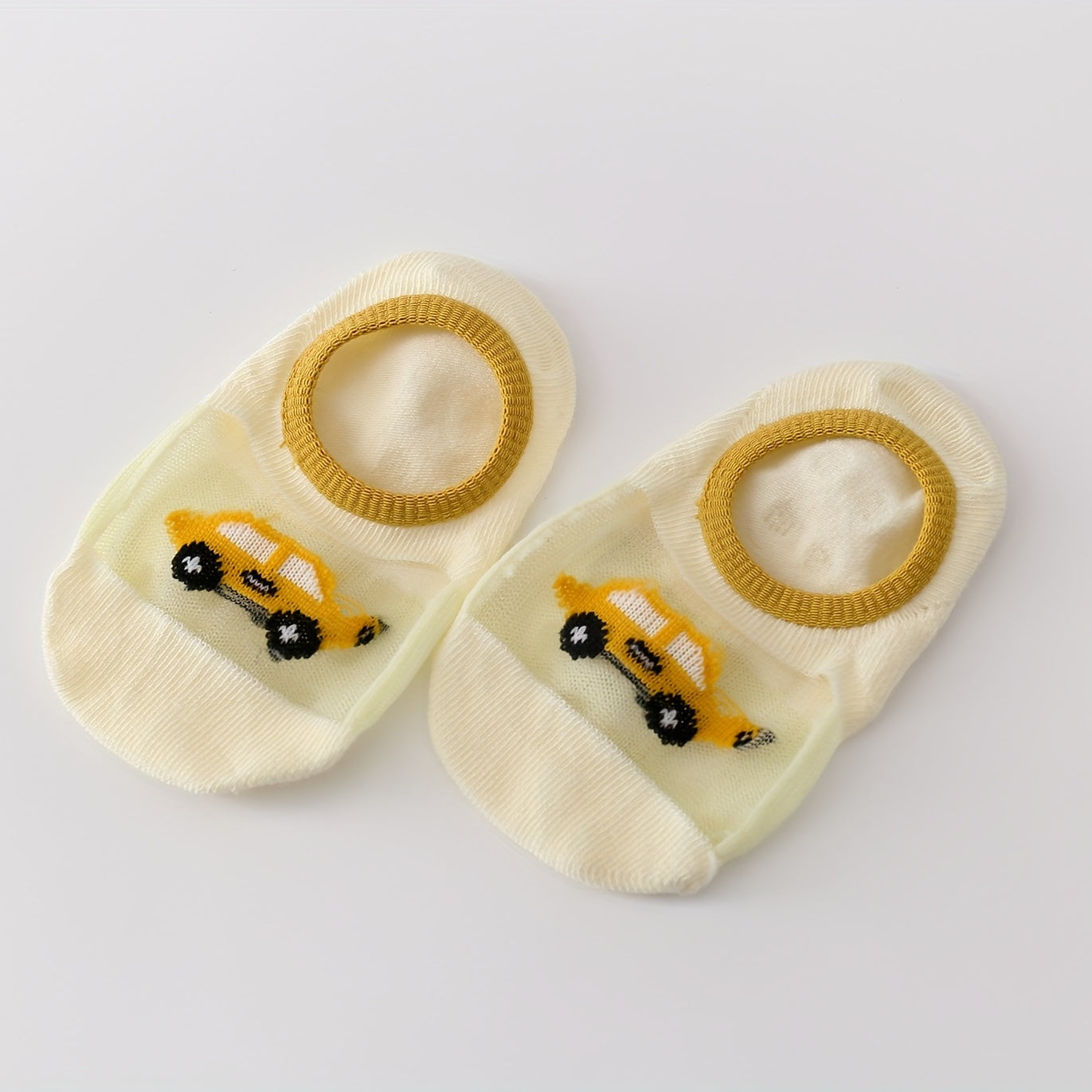 5 Pairs Baby Boys Boat Socks Cartoon Car Pattern Anti Slip Cotton Blend