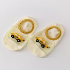 5 Pairs Baby Boys Boat Socks Cartoon Car Pattern Anti Slip Cotton Blend