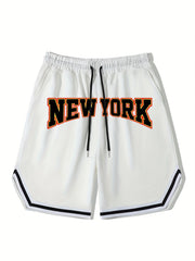 Men's Streetwear Shorts York Graphic Drawstring Stretchy Short Pants
