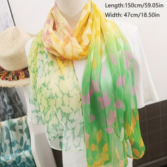 Floral Print Thin Scarf Sunscreen Shawl Silk Head Wraps