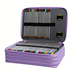 200 Slots Colored Pencil Organizer PU Leather Pencil Case Holder