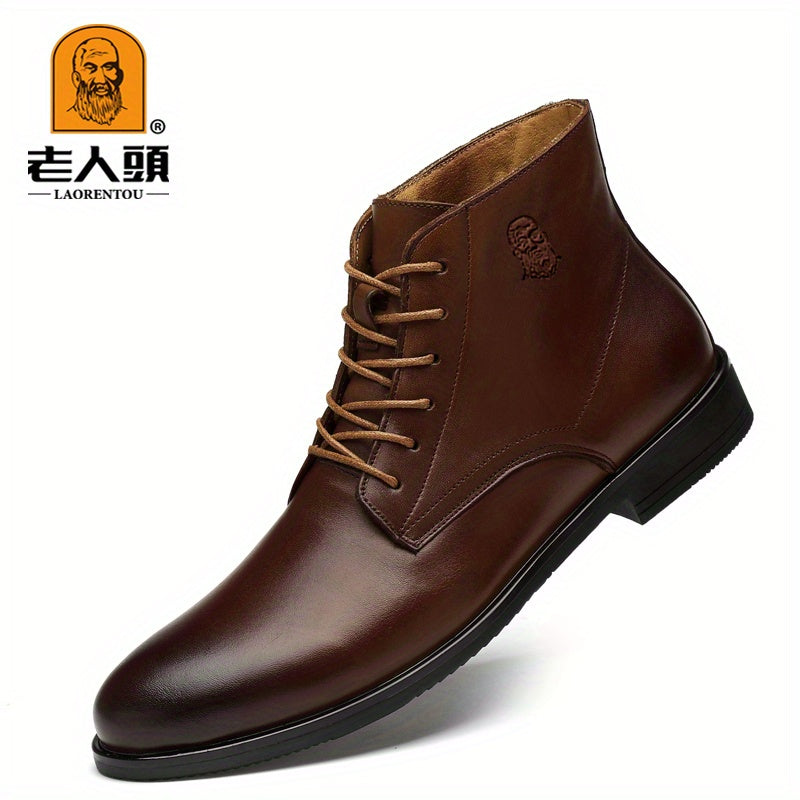 Men's Chelsea Boots Faux Leather Round Toe Lace up Outdoor Casual Slip On Shoes