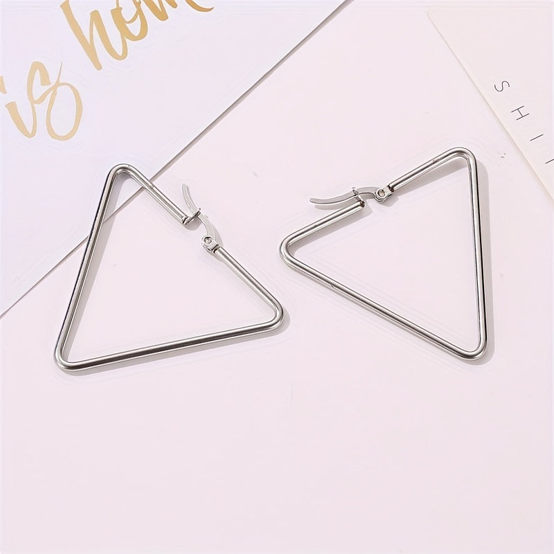 Y2K Style Stainless Steel Geometric Triangle Earrings Set