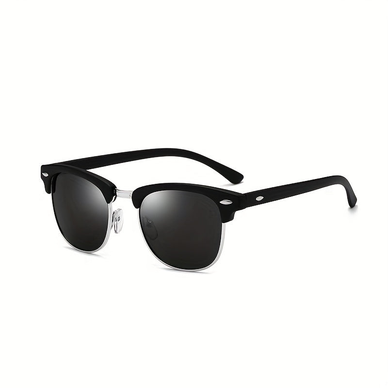 Men's Half Frame Sunglasses UV400 Retro Round Glasses