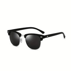 Men's Half Frame Sunglasses UV400 Retro Round Glasses