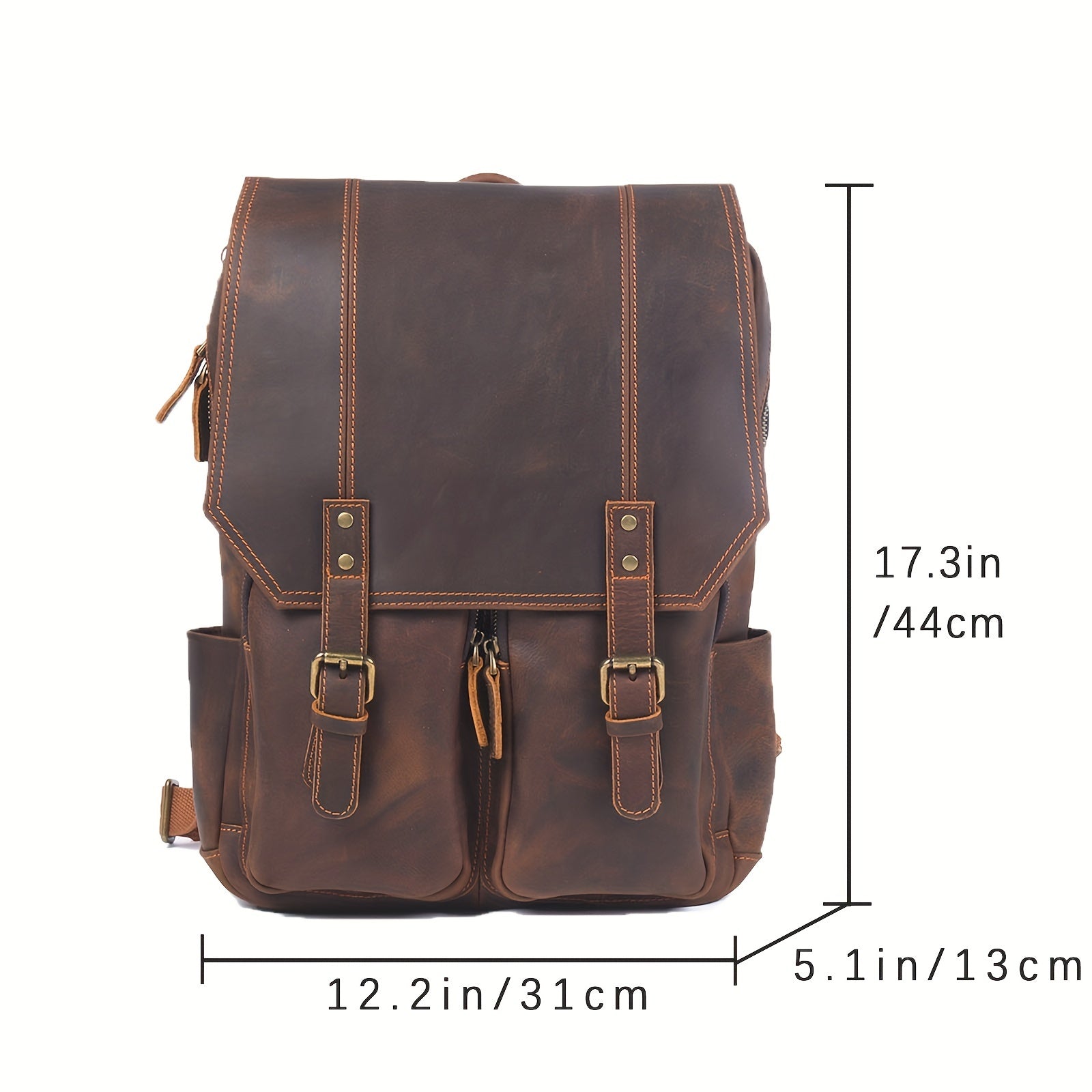 Leather Men's Backpack Large Capacity Vintage Crazy Horse Cowhide Travel Backpac