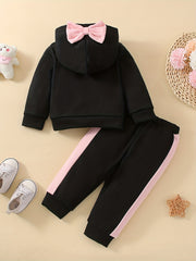 Casual Letter Print Hooded Sweatshirt and Trousers Set