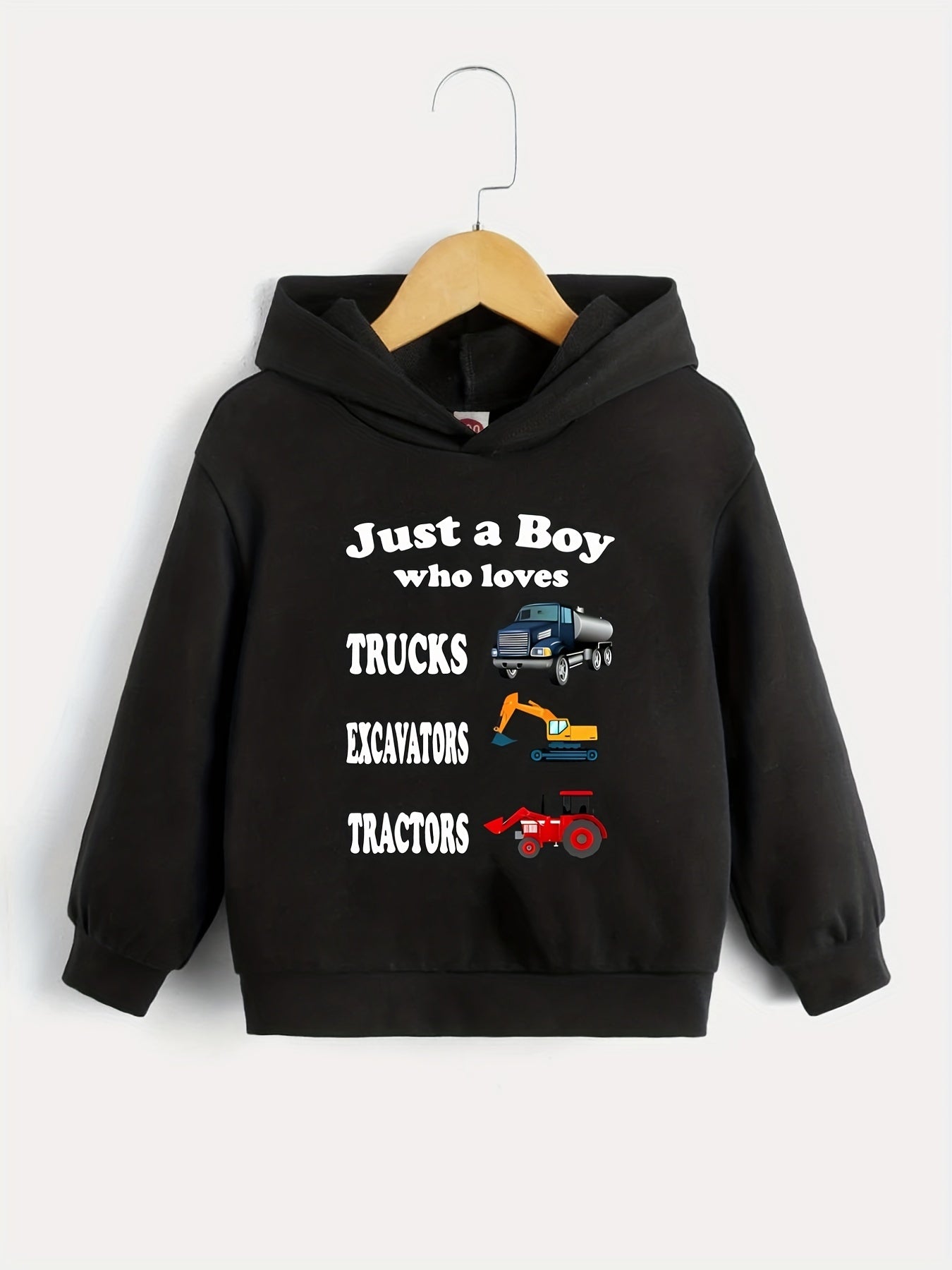 Trucks Excavators Tractors Boys Hooded Sweatshirt Spring Fall Kids Clothing