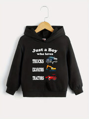 Trucks Excavators Tractors Boys Hooded Sweatshirt Spring Fall Kids Clothing