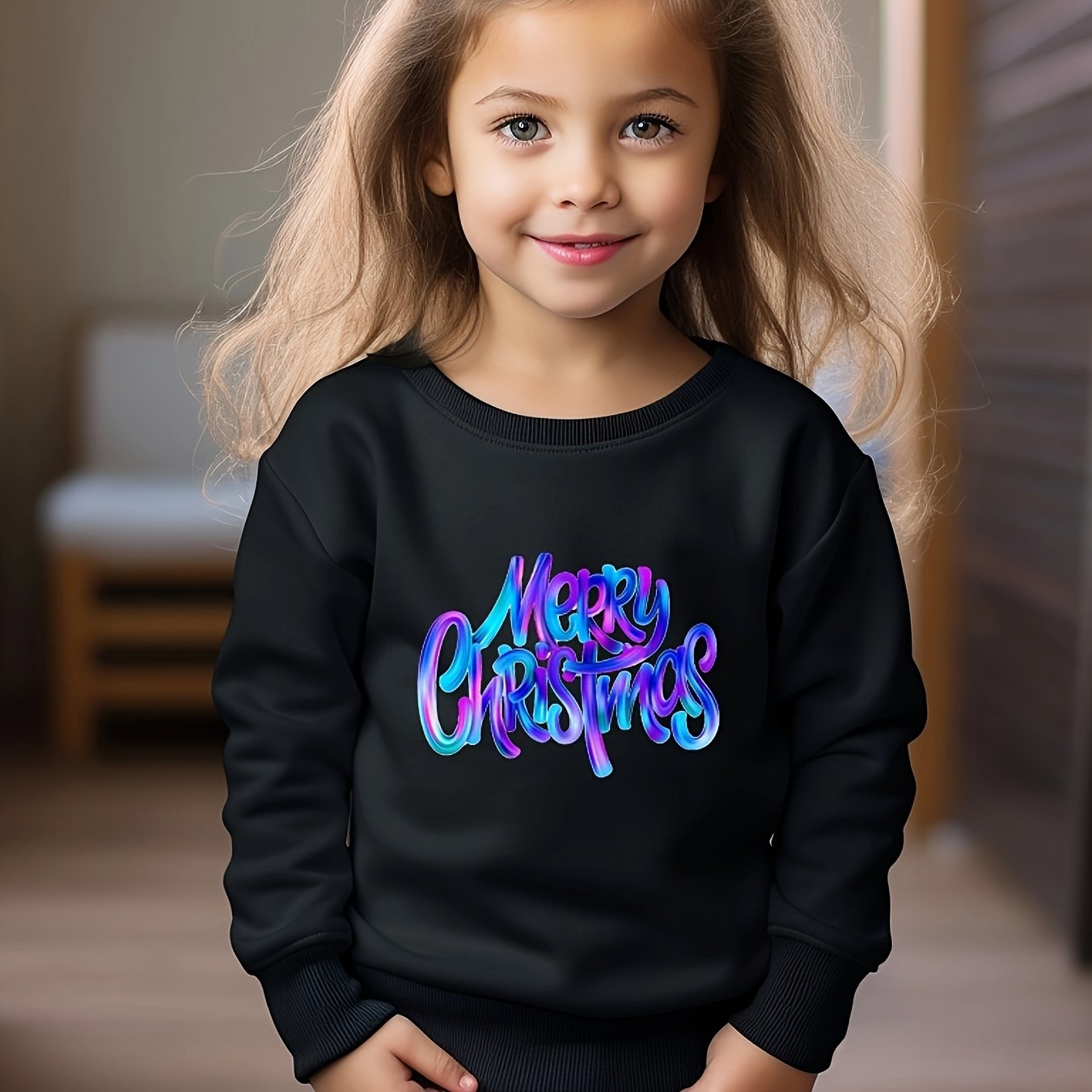 Comfy Xmas Print Sweatshirt Top Girls Gift Sports
