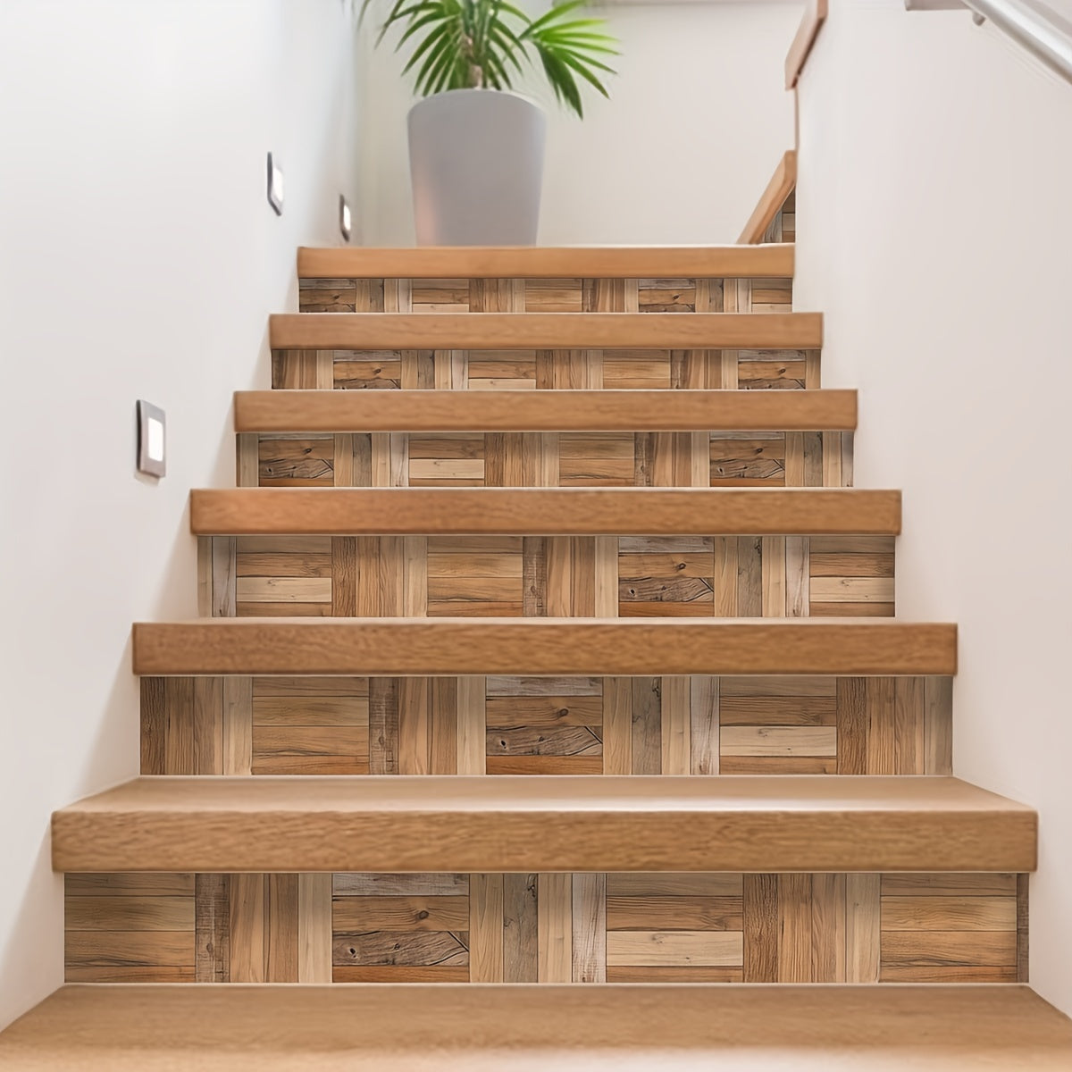 Classic Wood Grain Pattern Stair Stickers Self-adhesive Wallpaper