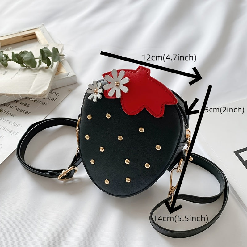 Girls Strawberry Shaped Zipper Shoulder Bag Messenger Bag Coin Purse Wallet