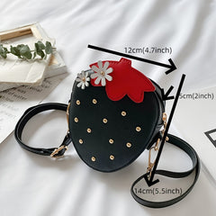 Girls Strawberry Shaped Zipper Shoulder Bag Messenger Bag Coin Purse Wallet