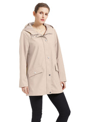 Casual Hooded Coat with Flap Pockets for Women