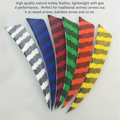 50pcs Archery Arrow Feathers 10 Turkey Fletches Right Wing DIY Accessories