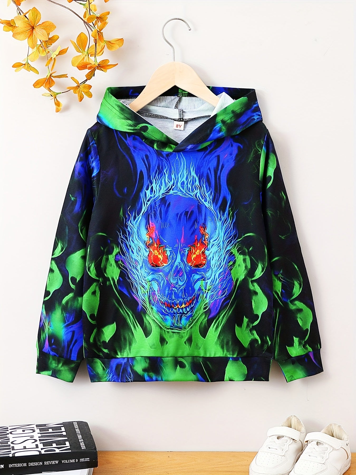 Flame Skull Boys Hoodie Long Sleeve Sweatshirt