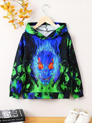 Flame Skull Boys Hoodie Long Sleeve Sweatshirt