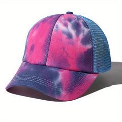 Tie Dye Gradient Print Trucker Hat Mesh Sunshade Dad Hats For Women
