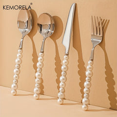 4pcs Ceramic Handle Cutlery Set for Steak and Dessert
