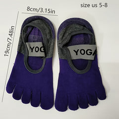 Women's 5-Toe Yoga Socks Non Slip Cross Strap Sports Socks