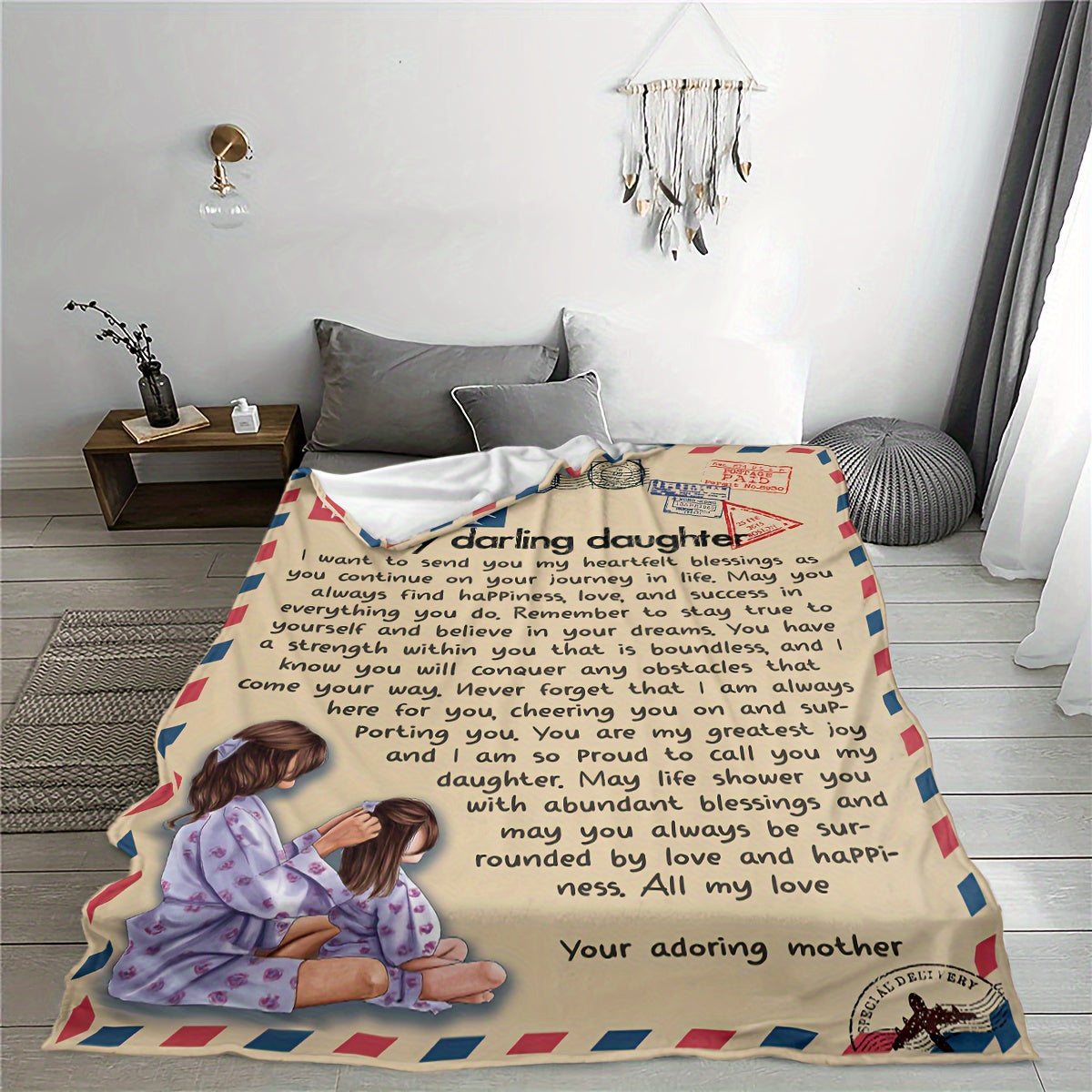 Flannel Blanket Mother's Blessing Gift Soft Warm Bed Sofa Use