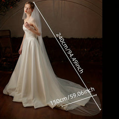 Double Layer Bridal Wedding Head Veil With Comb Long Mesh Veil