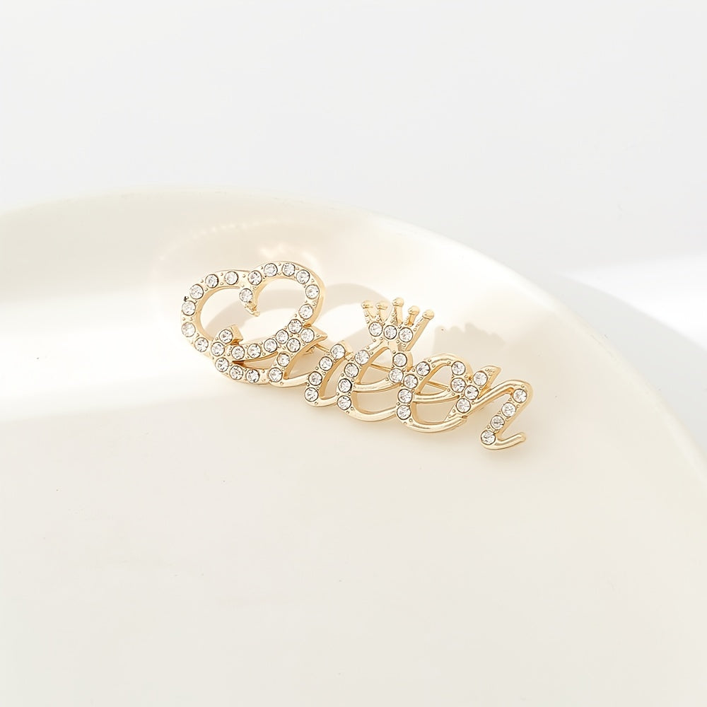Rhinestone Inlaid Queen Crown Scarf Pin Brooch