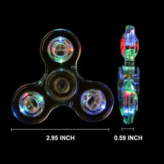 LED Light Up Fidget Spinner Transparent Stress Relief Hand Toy for Kids & Adults