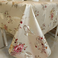 Floral Printed Tablecloth PVC Heat Insulation Waterproof Table Cover