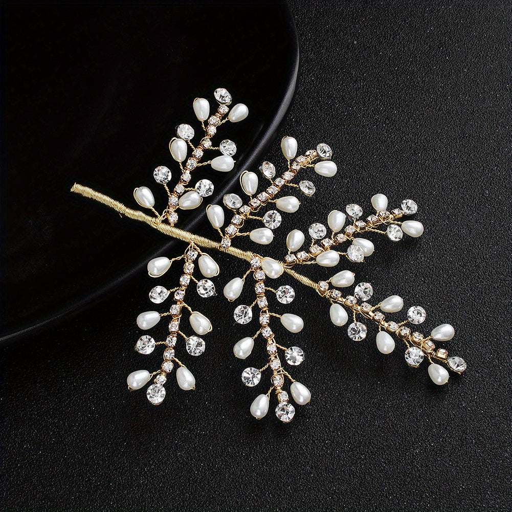 Bride Hair Clip Rhinestone Hairpin Faux Pearl Beads Hair Accessories
