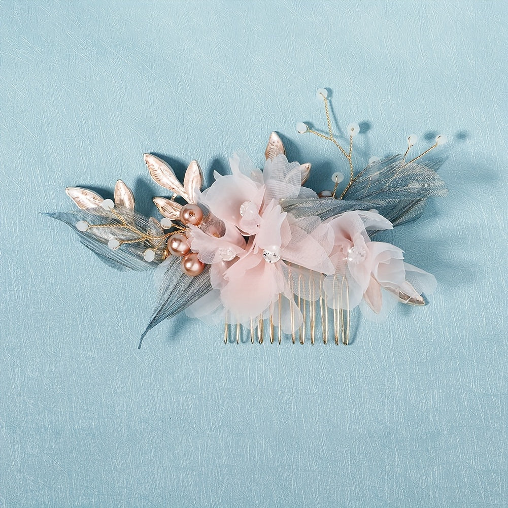 Pink Bridal Comb Wedding Hair Clip Hair Accessories Hair Jewelry
