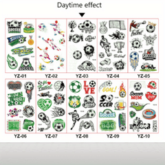 10pcs Glow in the Dark Football Tattoo Stickers - Fan Favorite