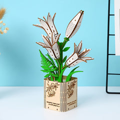 3D Wooden Peony Flower Puzzle Educational Toy with Artificial Flowers