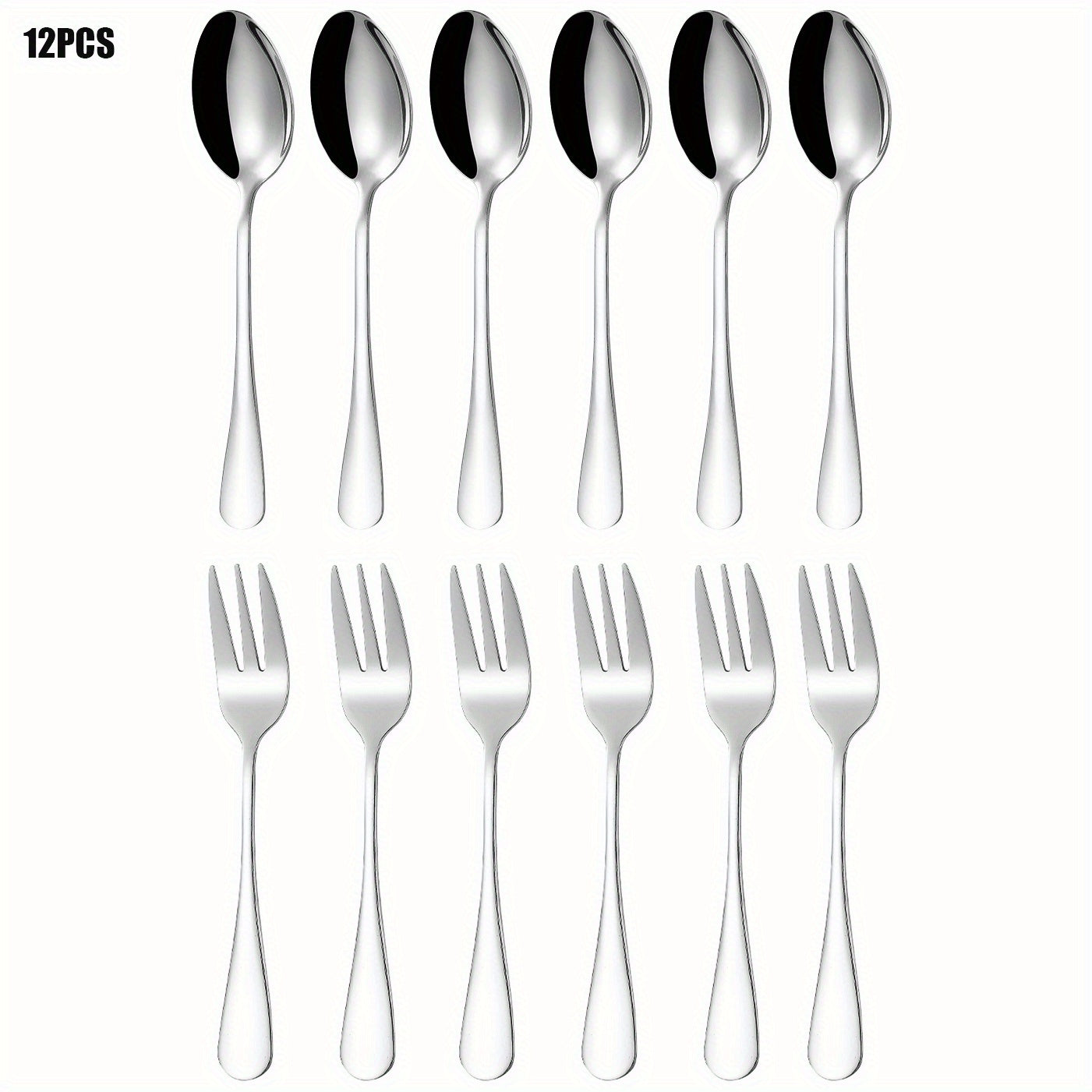 12PCS Small Appetizer Forks & Demitasse Spoons Stainless Steel Set