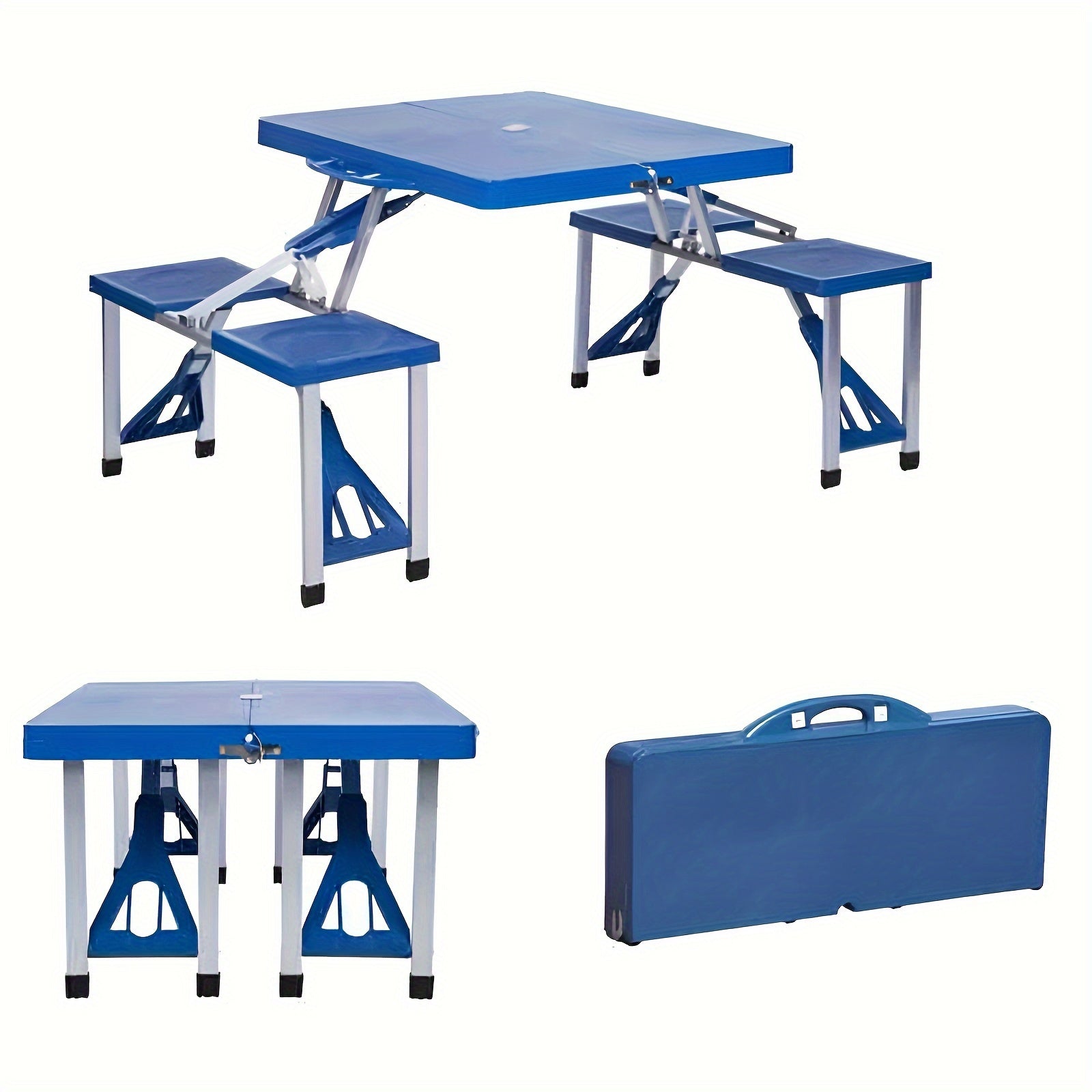 Portable Plastic Folding Table and Stool Set for Outdoor Camping