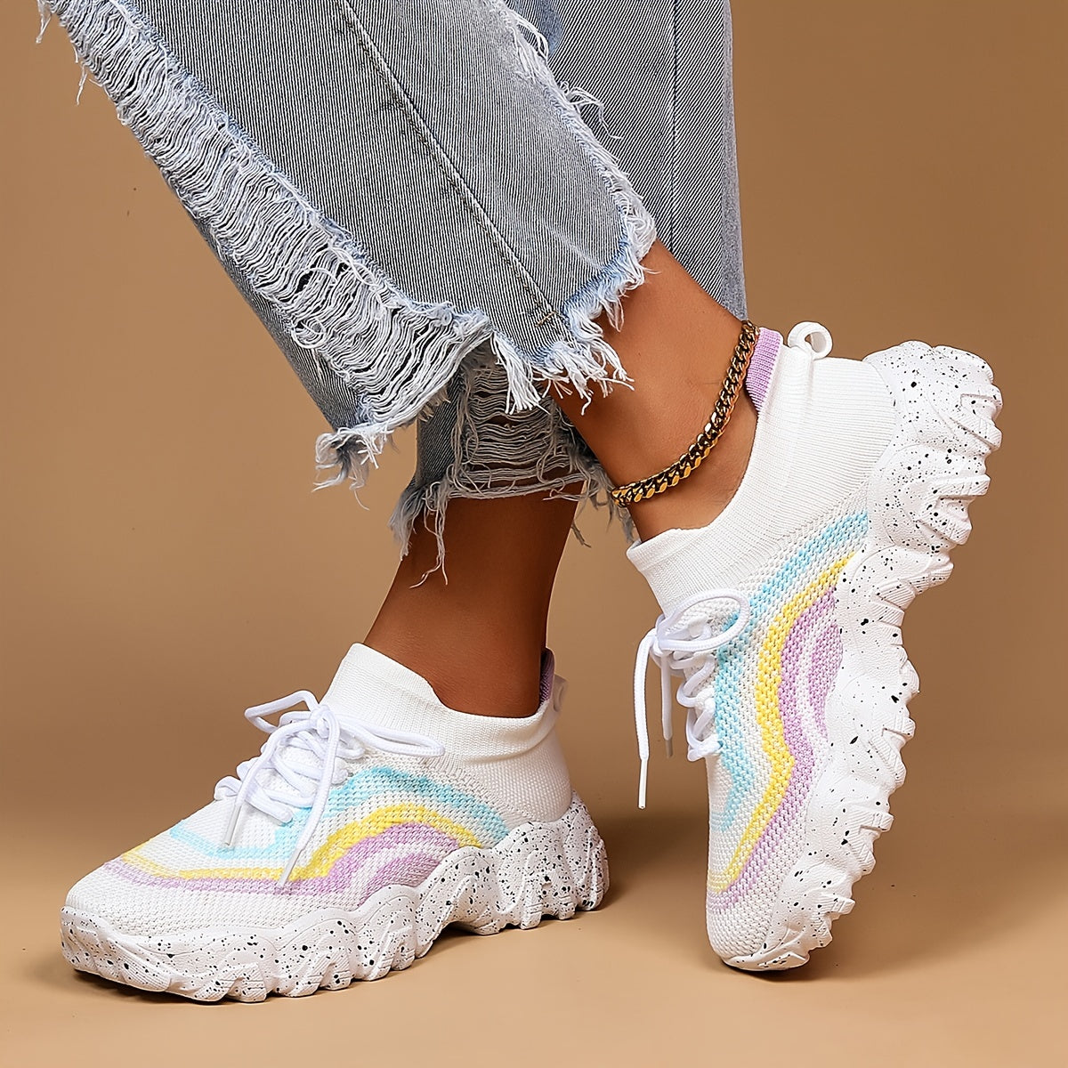 Women's Comfort Lace-Up Sneakers Breathable Walking Shoes