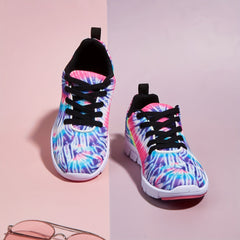 Tie Dye Printed Sneakers for Women Lightweight Low Top Lace Up Walking Shoes