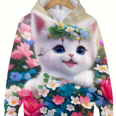 Kitty Graphic Hooded Sweatshirt Kids Spring Fall