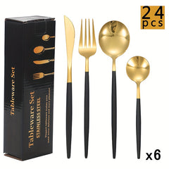 24pc Western Tableware Set with Storage Box Hotel Dinner Fork Spoon