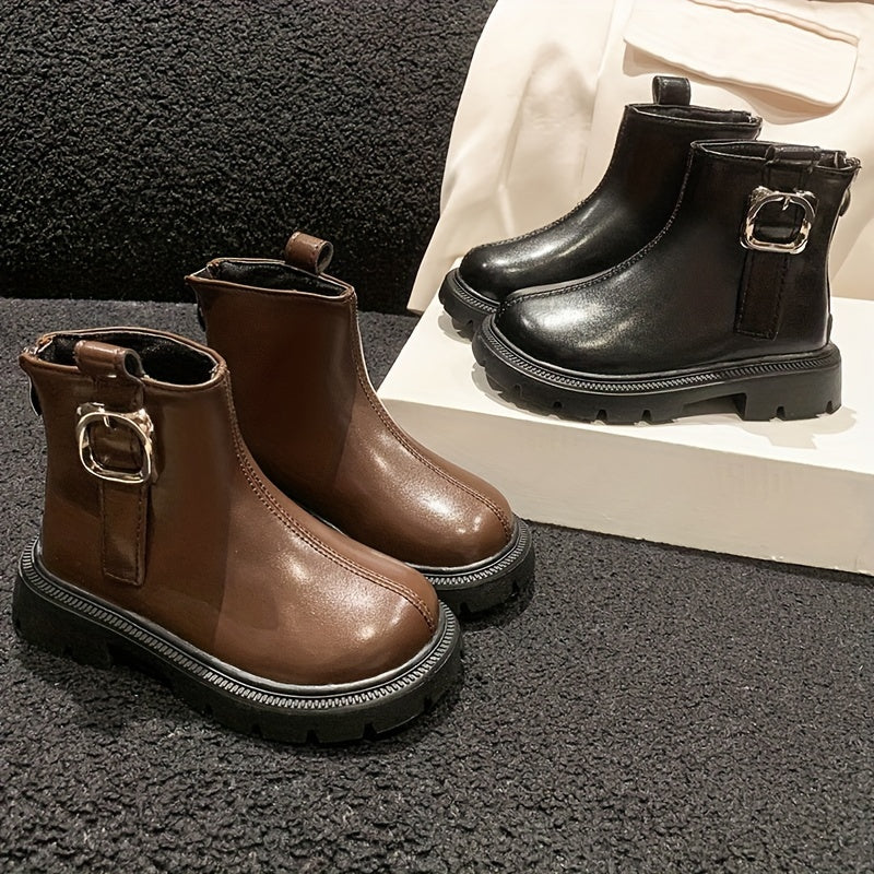 Casual Solid Zipper Boots for Girls