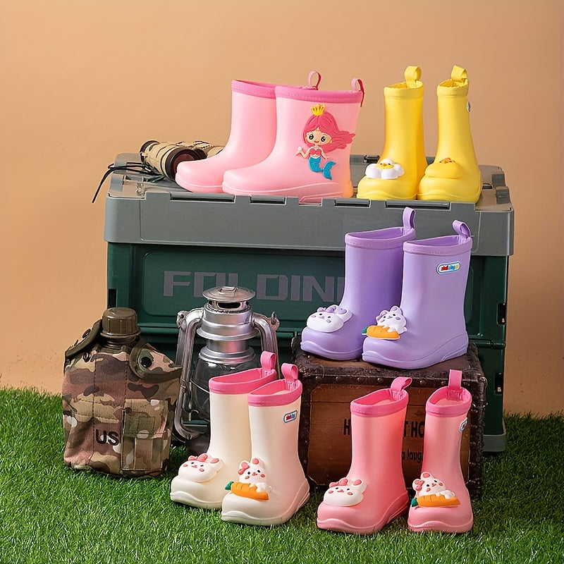 Girls Cartoon Rain Boots Waterproof Non-Slip Outdoor Travel All Seasons