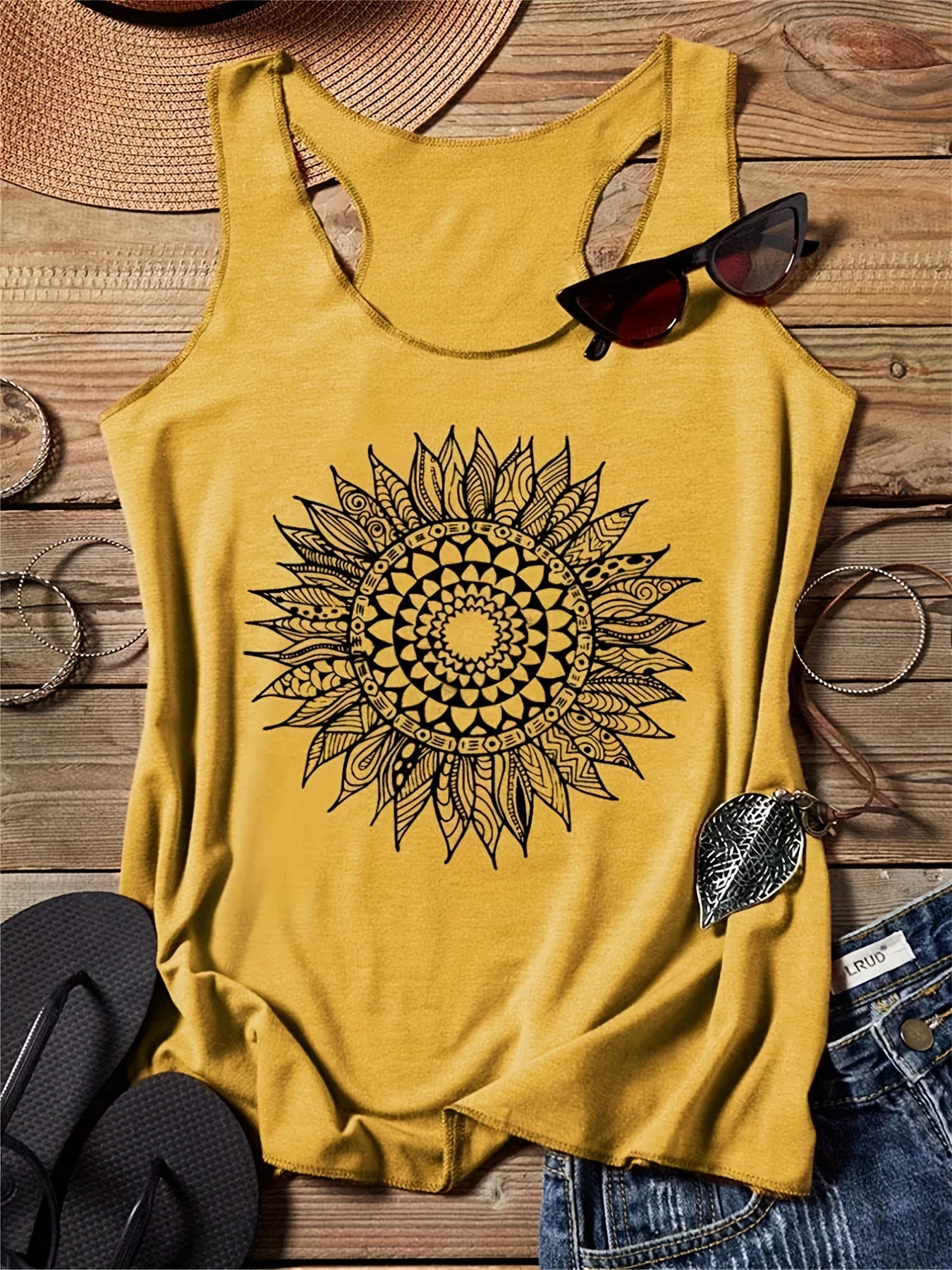 Floral Print Sleeveless Tank Top for Summer