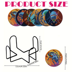 Animal Pattern Diamond Painted Coasters Set for Adults Kids Beginners