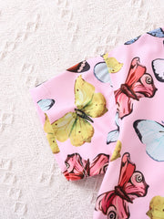 Girls Butterfly Print Tee & Shorts Set - Summer Clothes
