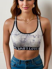 Letter Print Sleeveless Top Women's Sleepwear