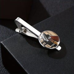 Vintage Piano Keyboard Music Note Round Tie Clip Buckle Gift