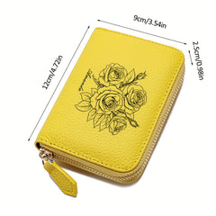 Personalized Rose Leather Wallet for Women